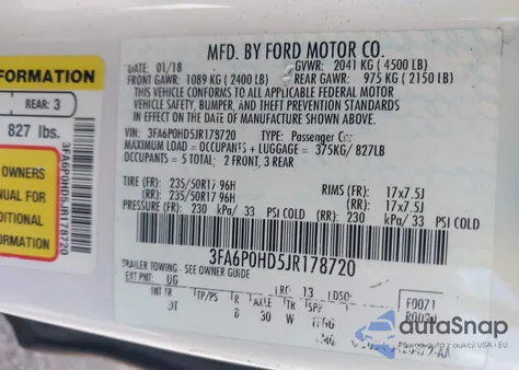 2018 Ford Fusion Se from USA, damaged, VIN 3FA6P0HD5JR178720